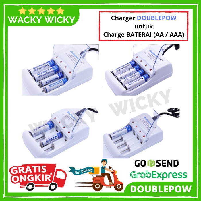 Batre Baterai Battery Charger Casan Doublepow + Bonus Baterai AA & AAA