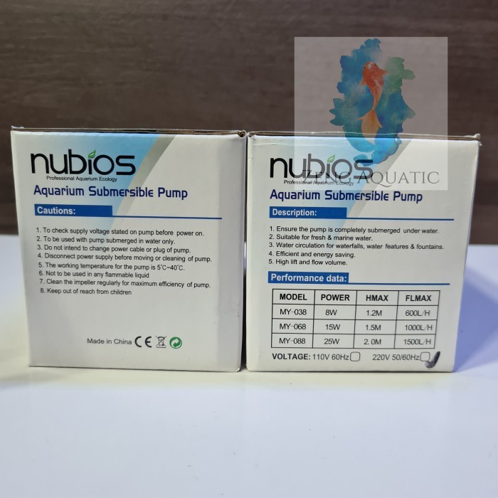 Nubios MY 038 my038 Mesin Pompa Aquarium 600LPH Bukan Amara Yamano ready
