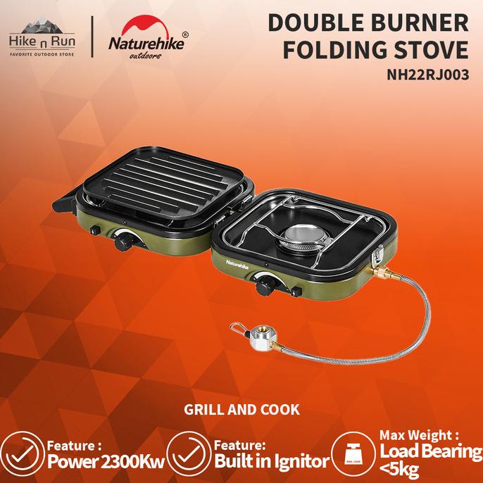 Kompor Double Burner Naturehike NH22RJ003 Folding Camping Gas Stove