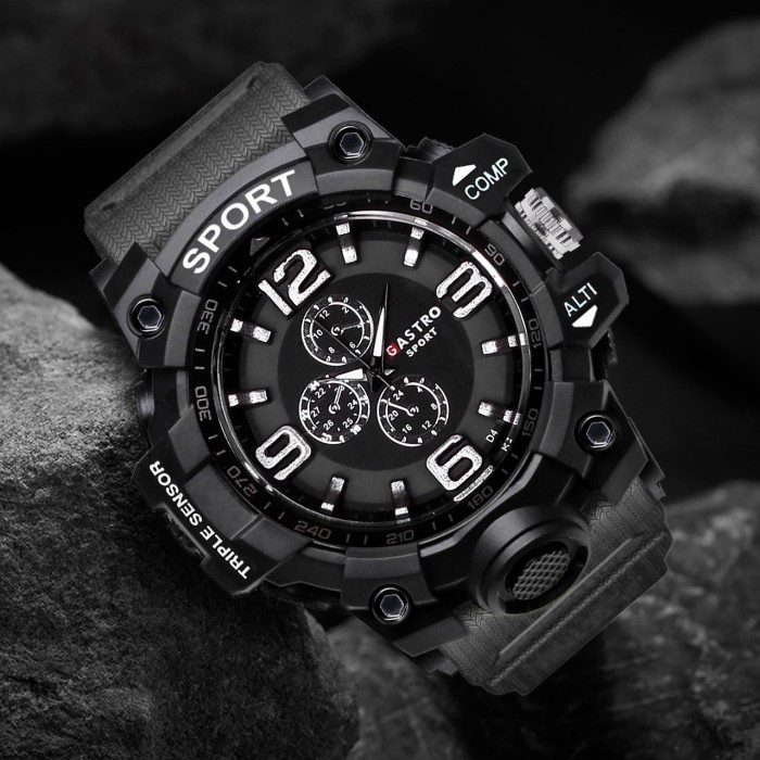 Jam tangan pria Jam Tangan Gastro Sport Pria Analog Tali Rubber Murah Terbaru Abuabu I5Y8 Watch New 