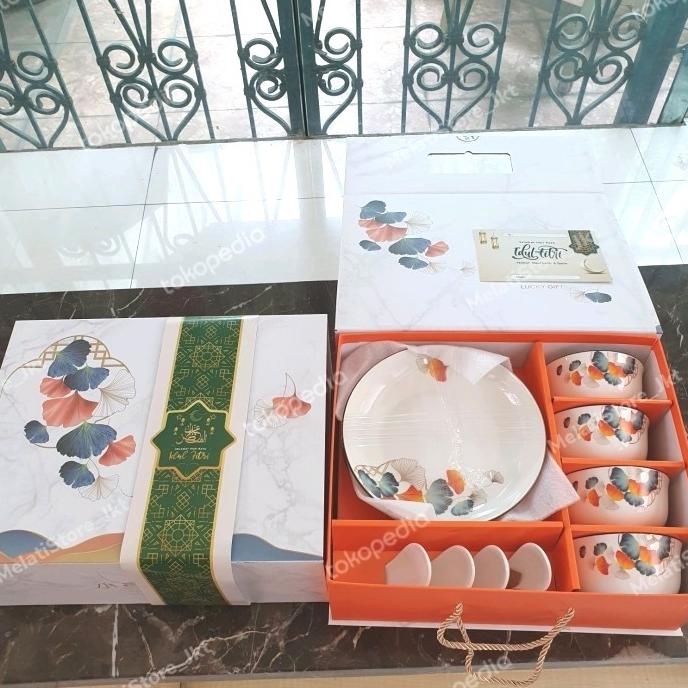 

HAMPERS LEBARAN 2 PCS MANGKOK BOWL KERAMIK GIFT SET IDUL FITRI PARCEL