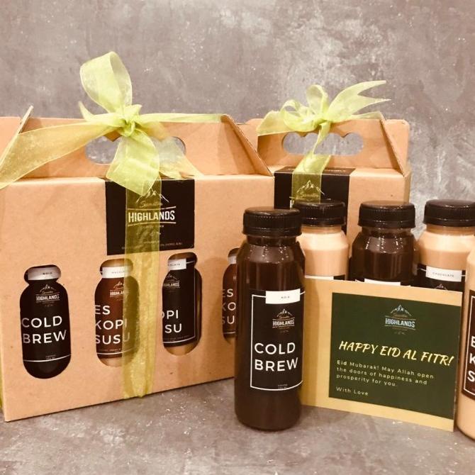 

Lebaran Hampers Set Es Kopi Susu Variety Pack with Custom Note,Package