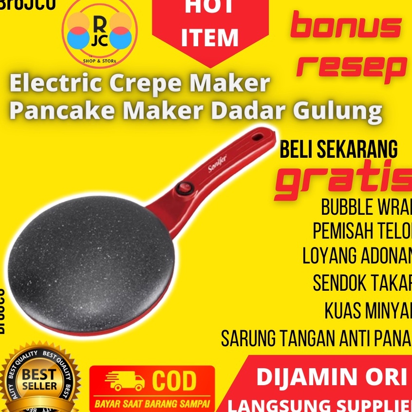 ★★ LUv Crepes Crepe Pancake Maker Cetakan Teflon Teplon Dadar Gulung Wajan Electric Elektrik Pembuat