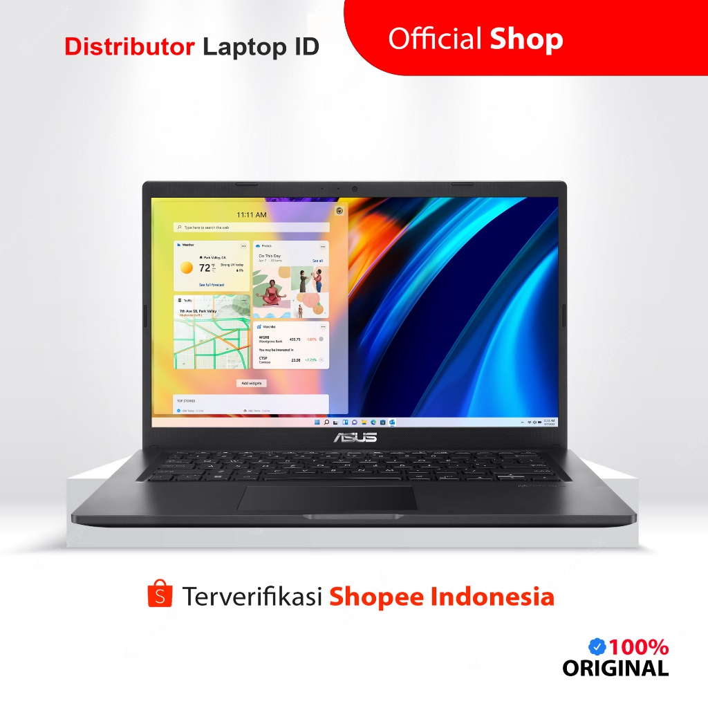 LAPTOP ASUS VIVOBOOK 14 A1400EA / PENTIUM GOLD 7505 4GB / 8GB 256GB OHS W11 / BISA CICILAN 0%