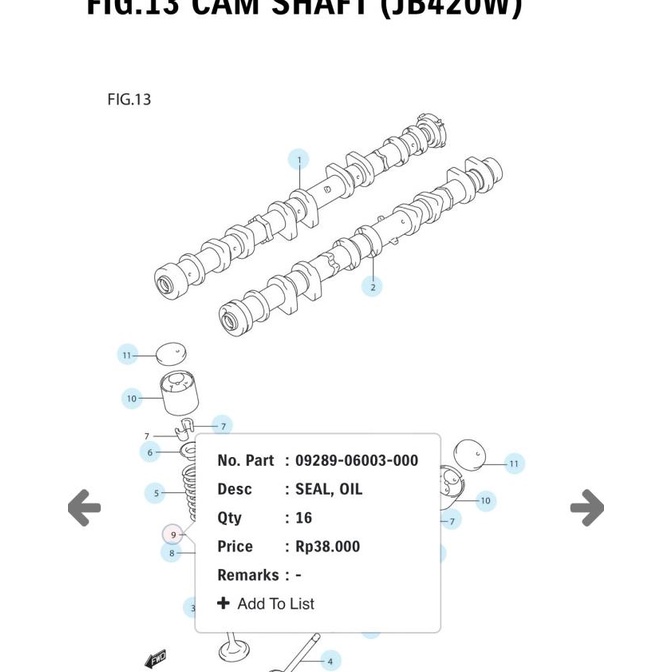 Seal Klep Dan Packing Cover Klep Grand Vitara 2000Cc Ori