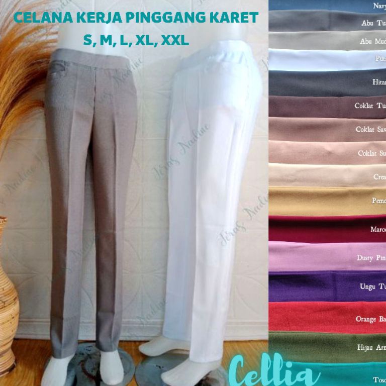 PALING DIMINATI Celana Kerja  Celana Bahan Celana Kerja Wanita | Celana Cellia Celana Kerja Pinggang