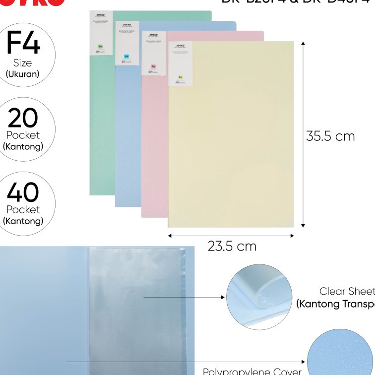 

(»J/1Q☎] Document Keeper Clear Holder Map File / Folder JOYKO DK F4 Pastel paaling.laris!