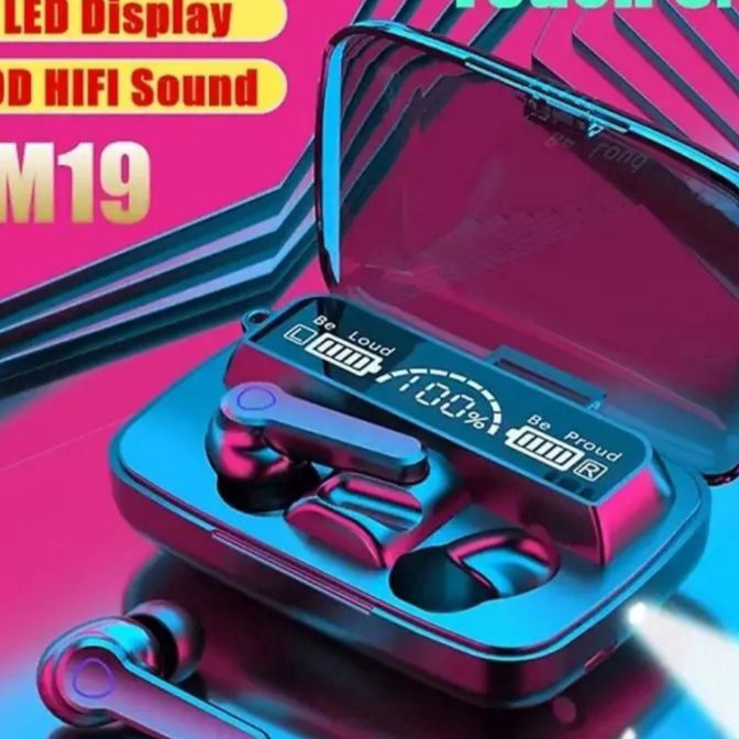 (IH㊠.T➤) TWS M19 HEADSET BLUETOOTH WIRELESS TWS GAMING V5.1 - EARPHONE BLUETOOTH WIRELESS + POWERBAN
