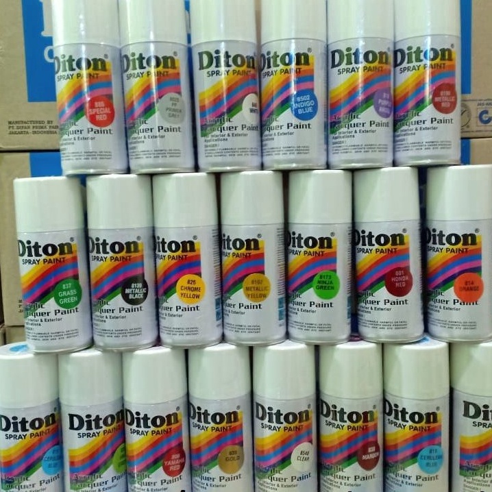 (V㊖H/P◆> Pilox Cat Semprot DITON Spray Paint Acrylic Lacquer Paint Glossy Metallic Doff Stabilo Chro