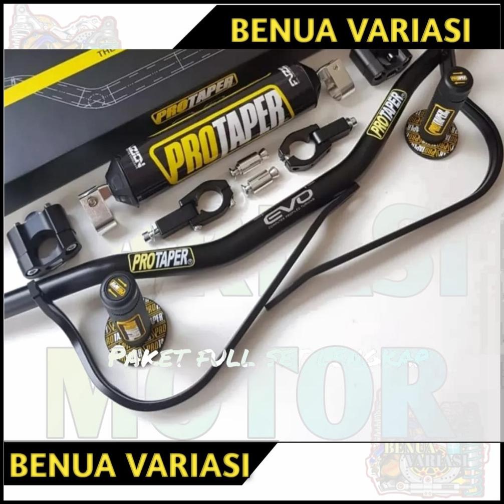 (PAKET MURAH) PAKET VARIASI LOW STANG FATBAR PROTAPER EVO FULL SET HANDGUARD BUSA STANG HANDGRIP UNI