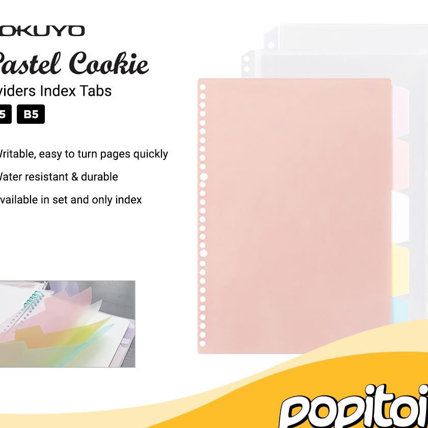 

[WL-☼Z») KOKUYO Pastel Cookie Loose Leaf Binder Dividers Index Tabs w/ Clear Zipper A5 B5 / baanyak diminati..!