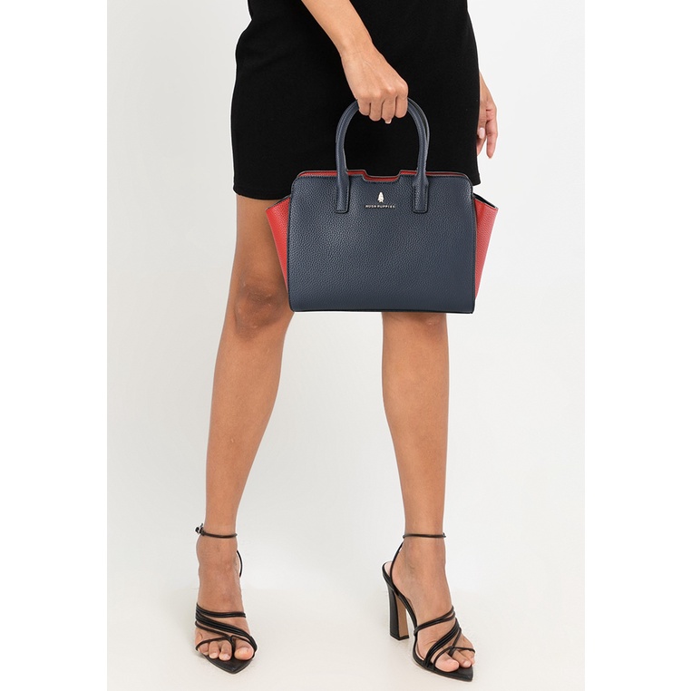 Tas Hand Bag Hush Puppies Original Wanita Shoulder Kombinasi warna Navy Biru Dongker dan merah Party