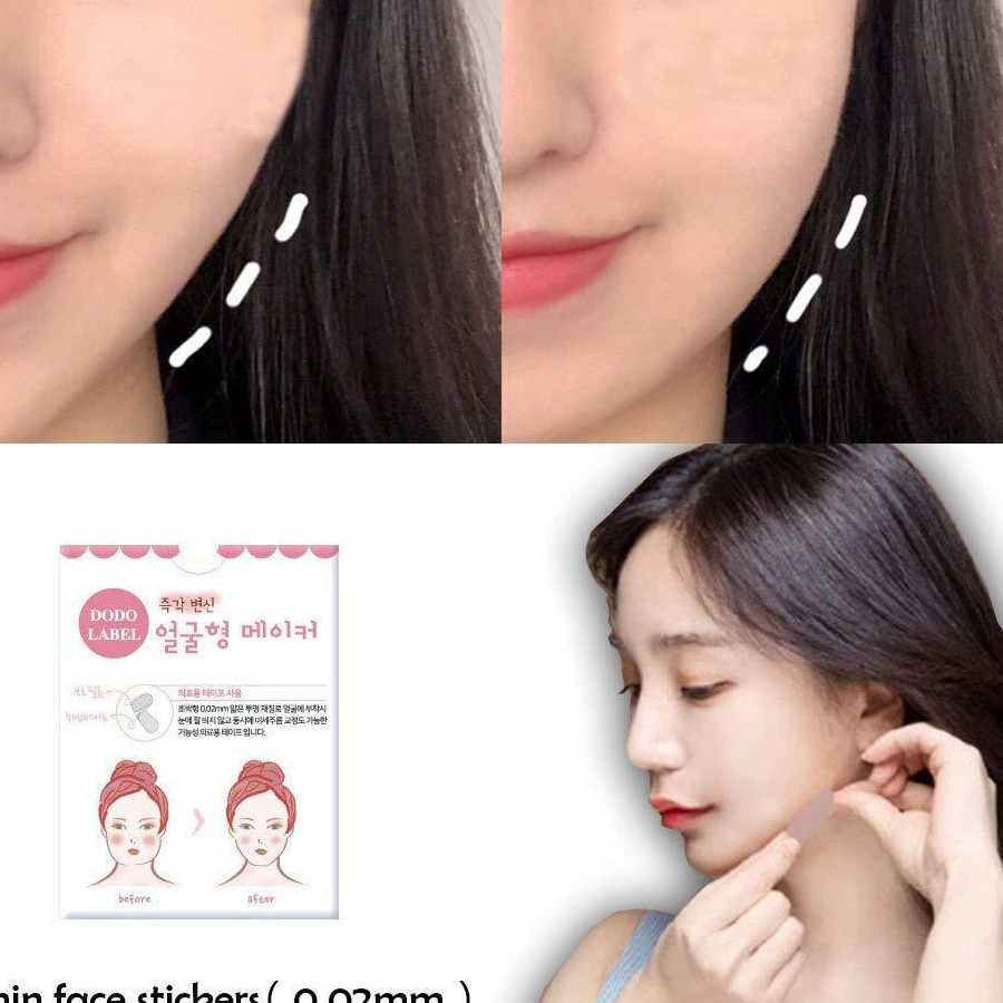 12.12 FLASH SALE [40pcs] Dodo Label Selotip Stiker Korea Pembentuk V Shape Wajah Transparant - Menge