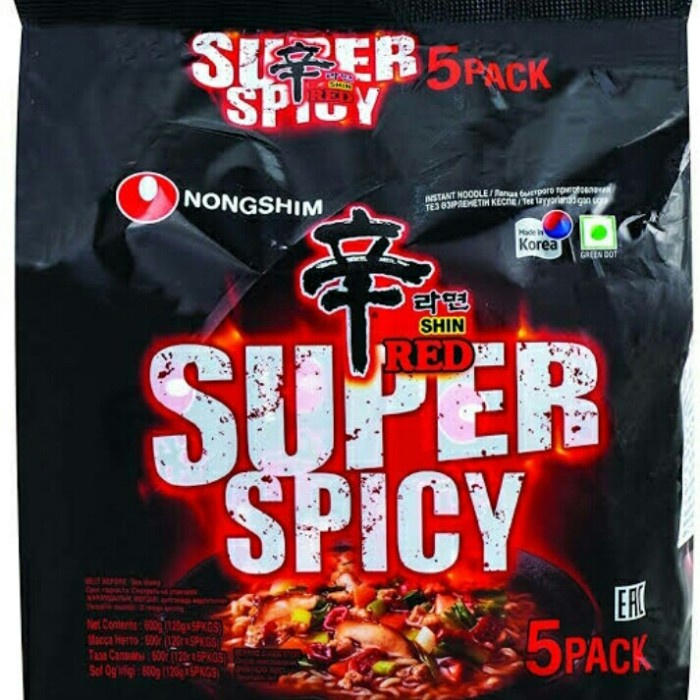 

Nongshim Shin Red Spicy - Mi Instant Rasa Pedas Multi Pack 5*120Gr Bestseller Mie Impor