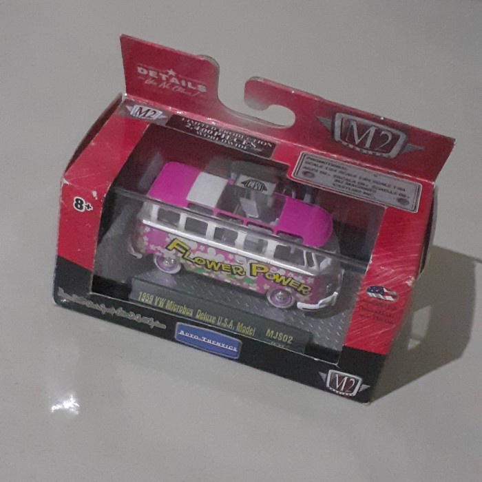 HOT SALE DIECAST M2 1959 VW MICROBUS DELUXE USA MODEL FLOWER POWER 64 TERMURAH
