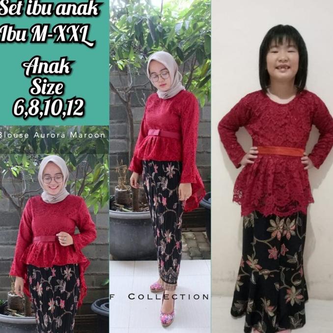 New Couple Stelan Kebaya Asmi Rok Plisket Dan Rok Duyung Batik Ibu Anak Pengiriman Cepat