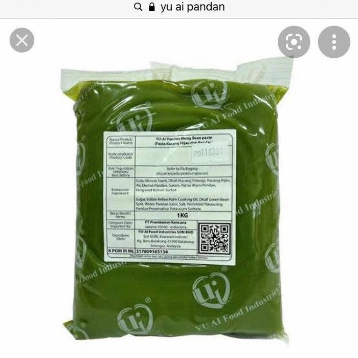 

YU AI PANDAN FILLING SOFT 1 KG