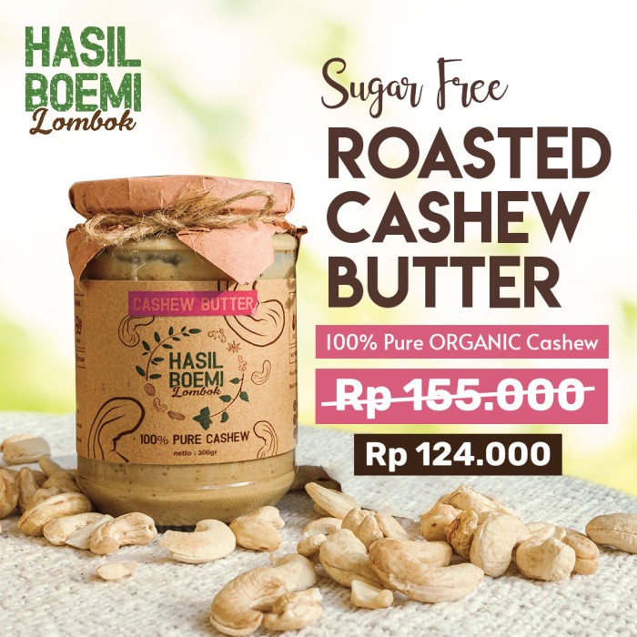 

Makanan Organik bebas gula diet diabetes selai CASHEW (MENTE) u/ Roti