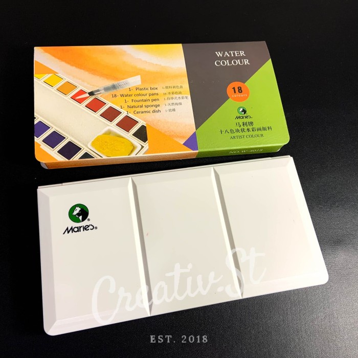 

Maries Solid Watercolour Pocket Set 18 Colors Box Cat Air Padat