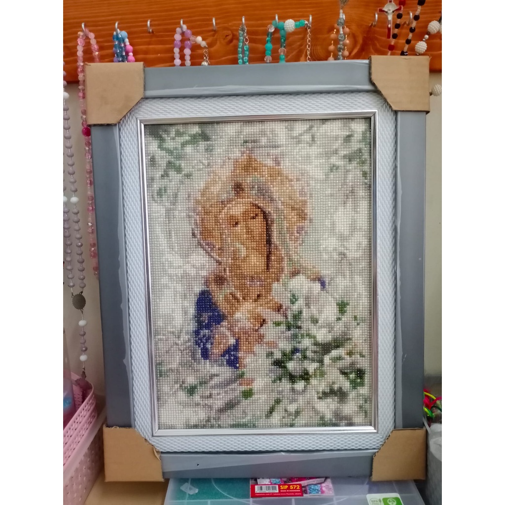 Diamond Painting + Frame Gambar Bunda Maria dan Tuhan Yesus (Promo)
