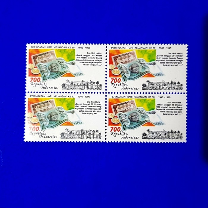 

Bestseller Prangko Indonesia. Peringatan Hari Keuangan Ke 50. 1946-1996. Blok-4
