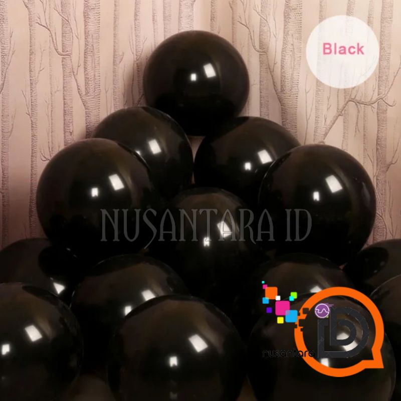 Balon latex DOFF 12 inch HITAM / Balon karet / balon latex warna warni