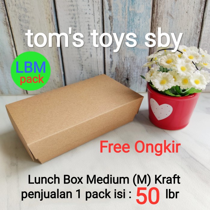 Terlaris Lunch Box Medium M Dus Box Kotak Nasi Mie Kraft + Laminasi Free Ongkir
