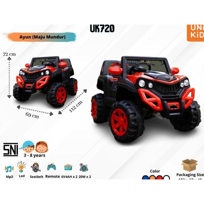 Mainan Anak Mobil Aki Unikid Uk720 Jeep Buggy Black Red Remote Control