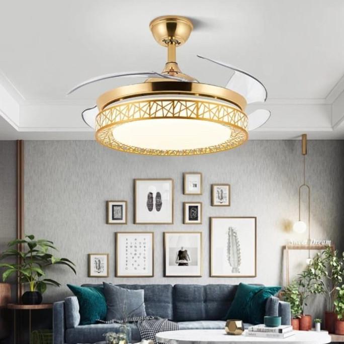 Lampu Kipas Angin Gantung Plafon Lotus 6008G - Gold / Kipas Angin
