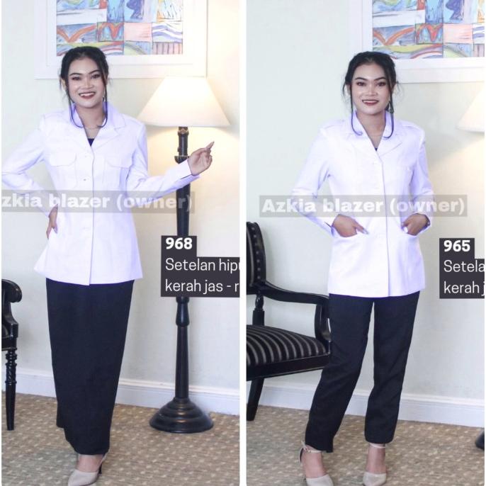 Seragam blazer kerja wanita putih pppk,seragam kerja pns wanita putih