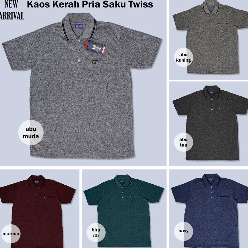 Diskon Liso wear - Kaos kerah pria jumbo polos saku dewasa | kaos polo korea twis t shirt