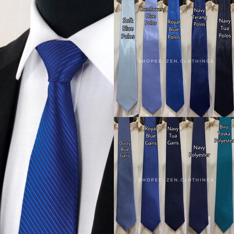 Dasi Panjang Pria Dewasa Warna Biru Muda Terang Royal Blue Biru BCA Dusty Blue Biru Toska dan Navy D