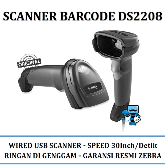 Barcode Scanner Zebra DS2208 - RESMI