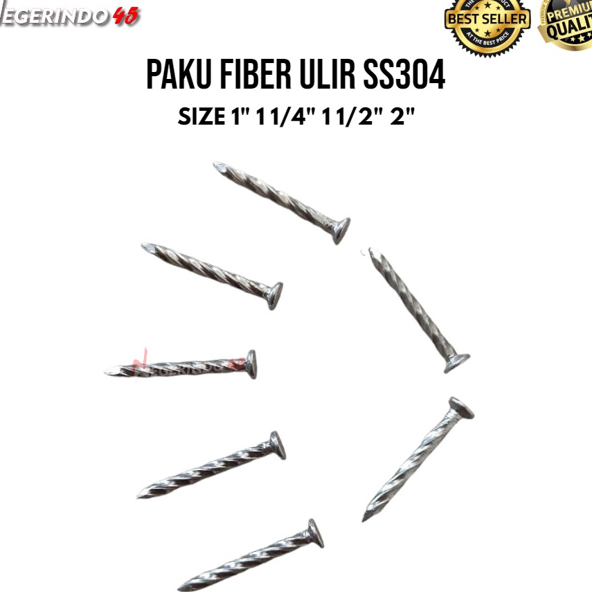 Terkini Paku fiber kapal ss304 1, 1¼, 1½, 2 / paku ulir stainless ss 304 paku ulir paku kayu paku te