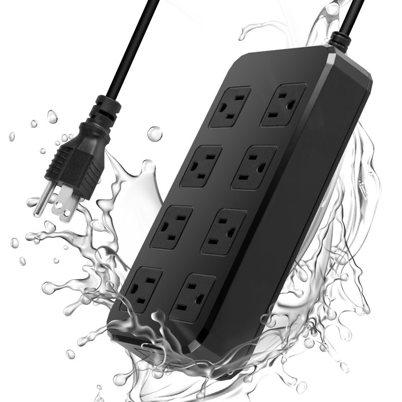 ✅&IPX6 Outdoor Power Strip Weatherproof, Waterproof Surge Protector with 8 AC outlets(black)