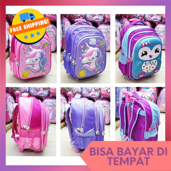 Ts Trolly Anak-Anak Tk Karakter Tas Troli Anak Perempuan Paud Tas Punggung Ransel Trolly Tk Sdts Sek