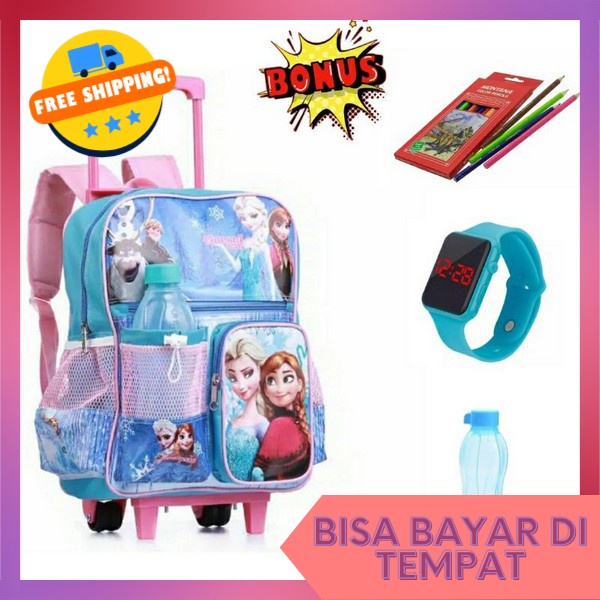 0 Tas Troli Anak Perempuan ,Tas Dorong Anak Tas Roda Anak Perempuan ,Tas Trolley Anak Frozen Tas Ana