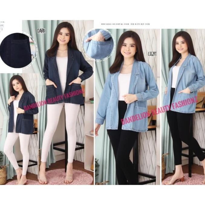 BLAZER JEANS DENIM WANITA LENGAN PANJANG