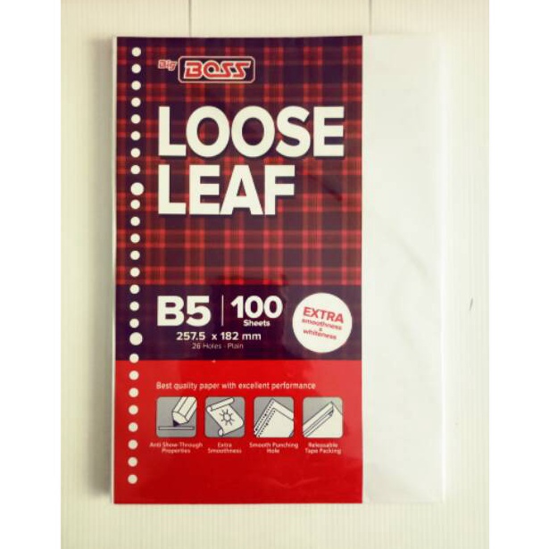 

[JTE45] Loose leaf B5 polos isi 100 lembar BIG BOSS Serba Murah