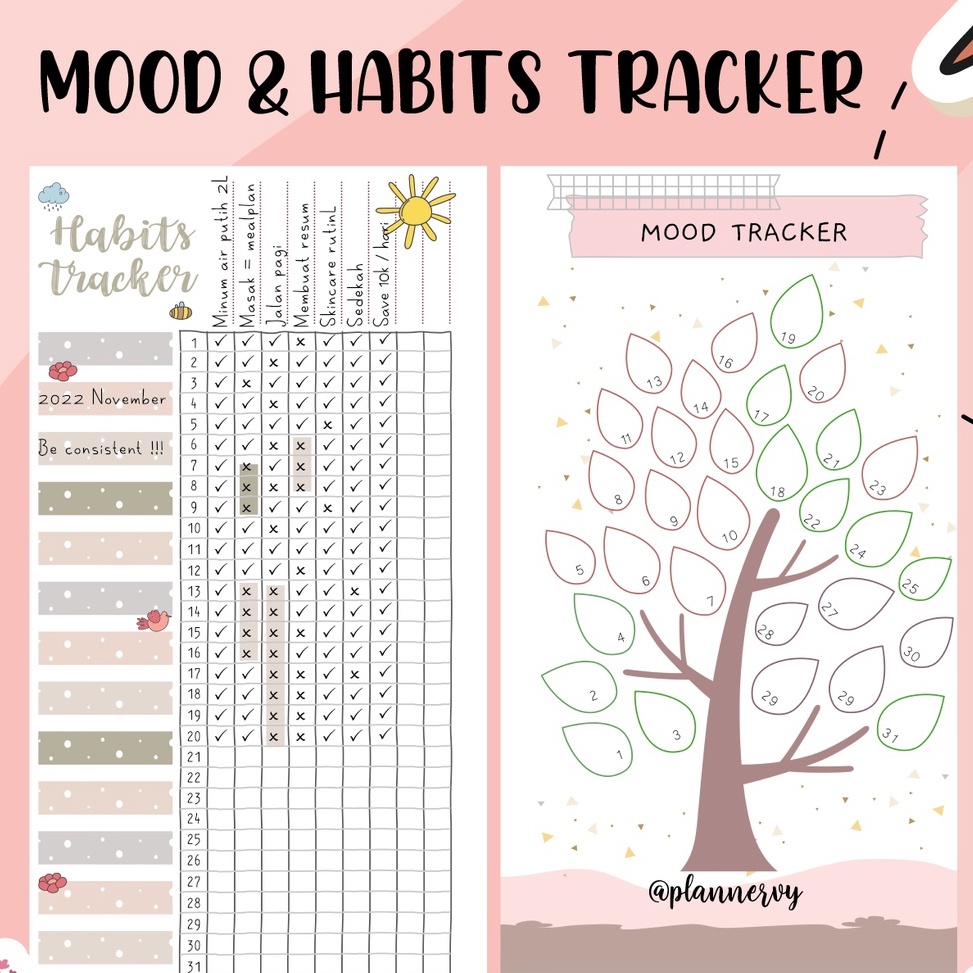 

[AYQ] MOOD DAN HABITS TRACKER LOOSE LEAF PLANNER japa0