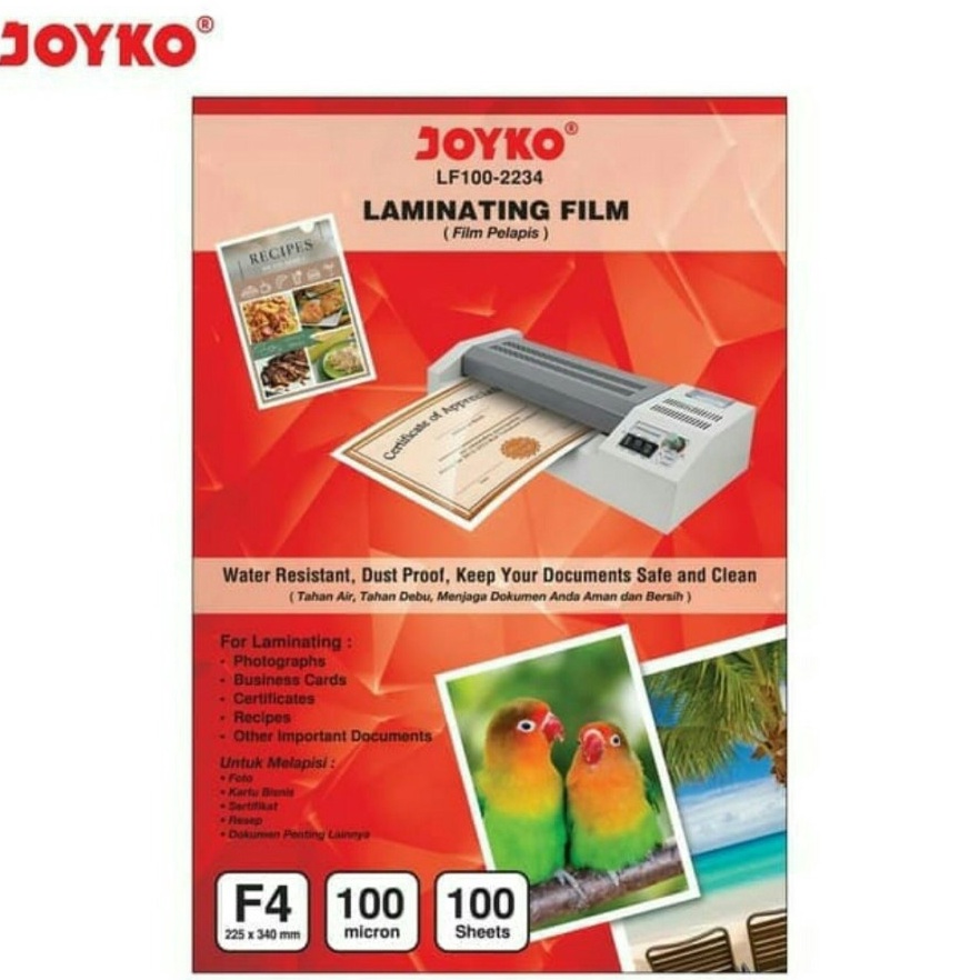 

SKZDH PLASTIK LAMINATING JOYKO F4 MICRON LF100 2234 HARGA 10 Lembar 8790