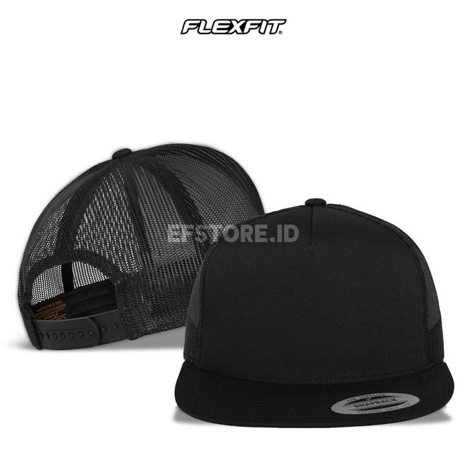 Topi Trucker Polos Pria Flexfit Yupoong 6006 Classic Trucker Original