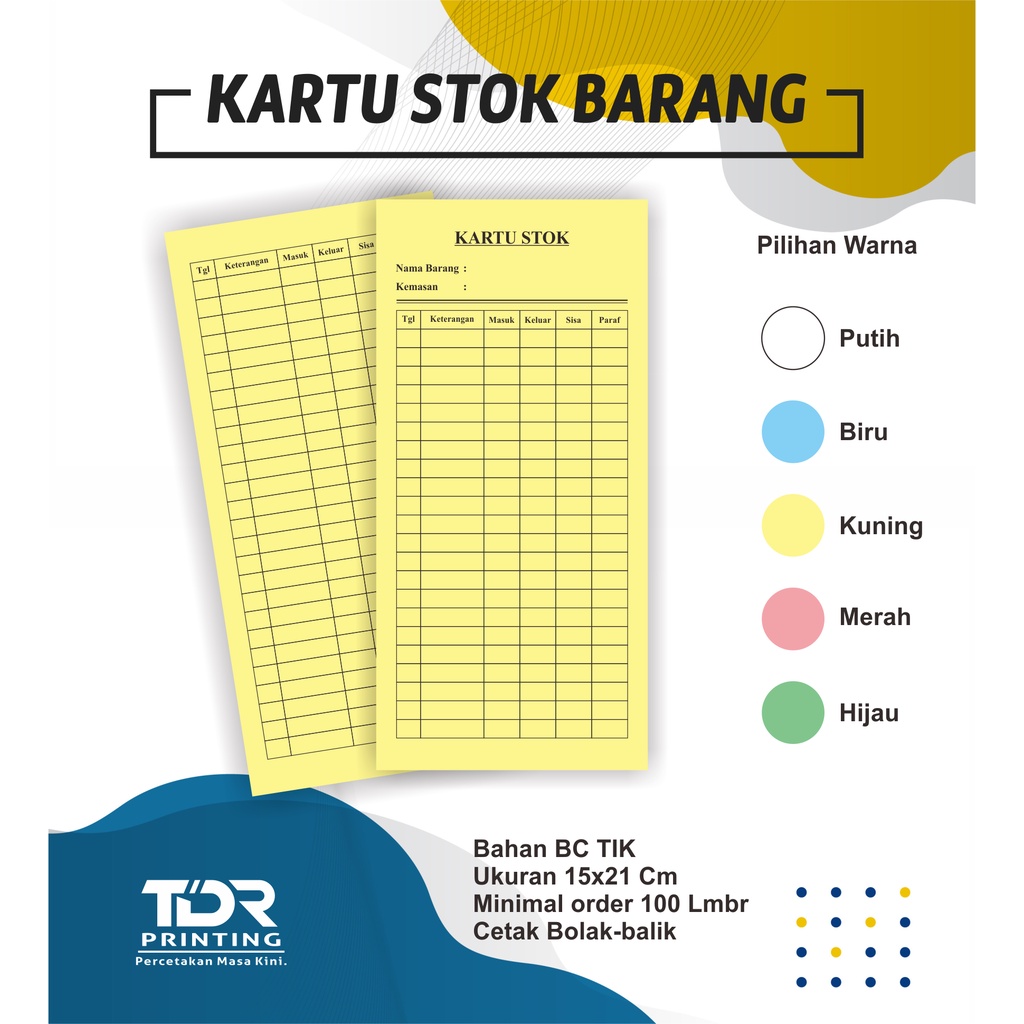 

CETAK K4RTU STOK / PERSEDIAAN BARANG / ABSENSI / IURAN 11X21 CM