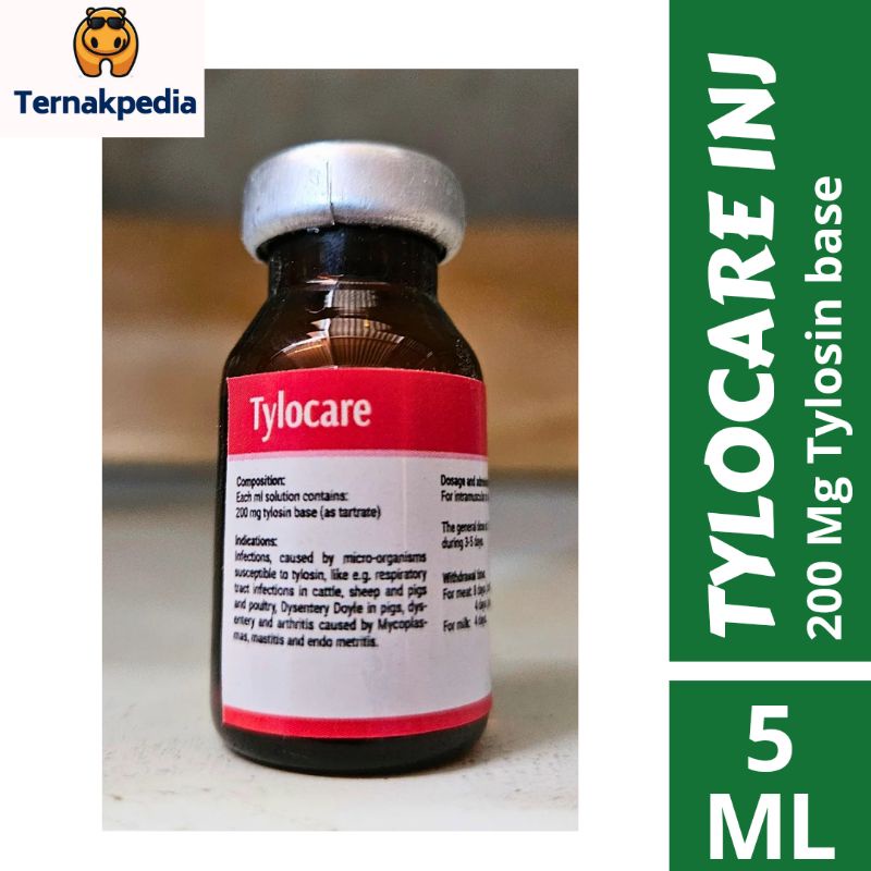 Tylocare Injeksi 5 ml - Tylosin 200 mg - Untuk Hewan Sakit PNEUMONIA