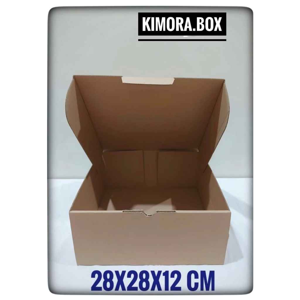 

kardus karton box Uk 28x28x12 cm...model die cut/pizza U/aksesoris dll