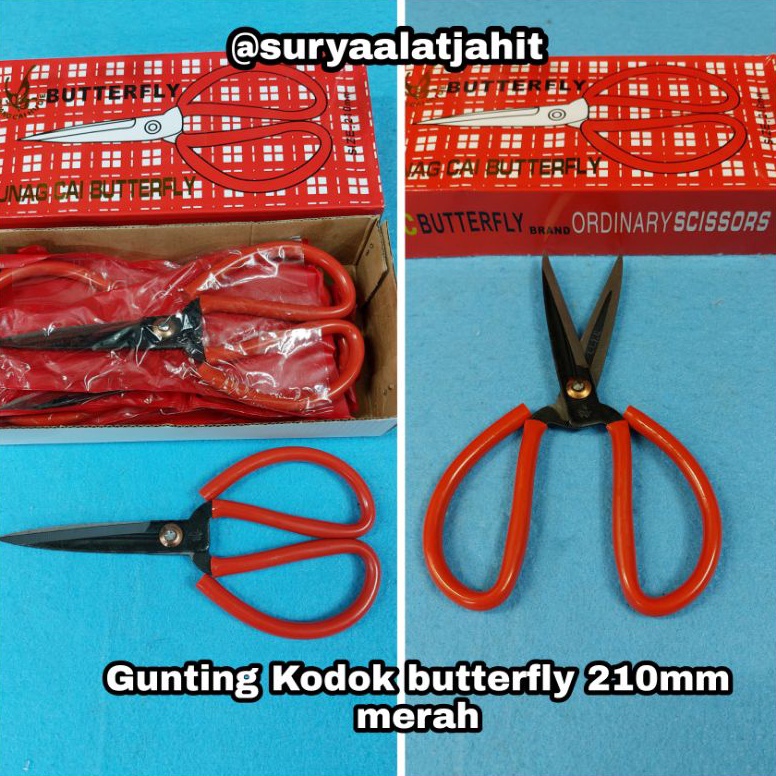 

COD!! Gunting Kodok Butterfly 210mm gg merah lapis plastik =rp.14.750/pcs Bestseller