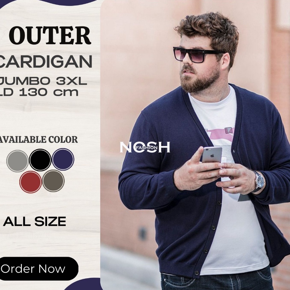 Murah Cardigan pria korea rajut jumbo Big Size / Cardigan Rajut V Neck Pria Big Size Jumbo NOSH Disk