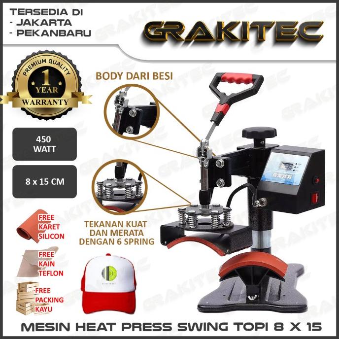 MESIN PRESS TOPI MULTIFUNGSI - Alat Pres Cetak Sablon Topi Polyflex