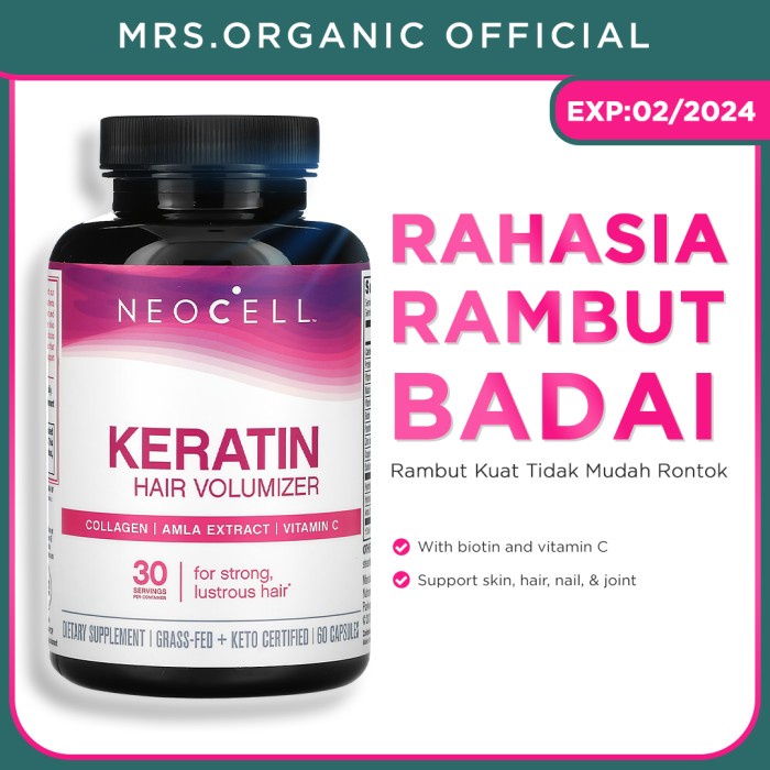 NEOCELL KERATIN HAIR VOLUMIZER 60 CAPSULES - PENUMBUH RAMBUT RONTOK