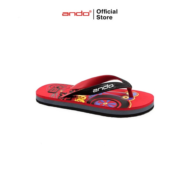 Ando Official Sandal Jepit Lumaca Anak - Merah/Hitam